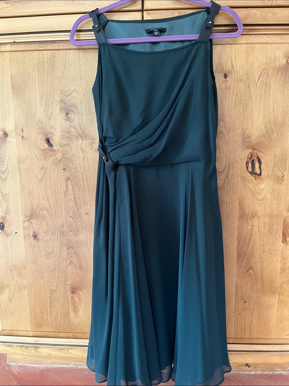 Sleeveless Dark Teal Draped Midi Dress with Side Knot